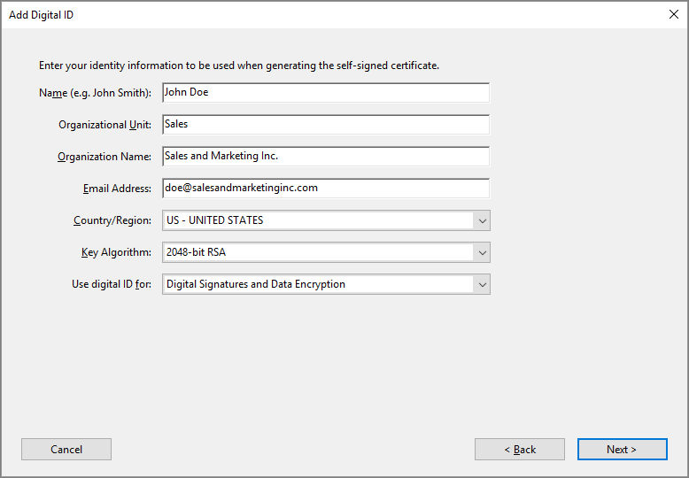 Enter your identity information