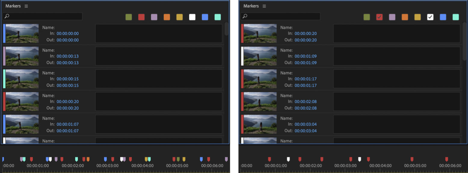 Filter and display markers according to color