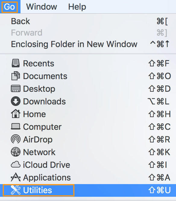 Choose Go > Utilities