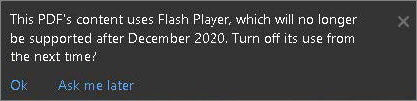Flash disabled warning message