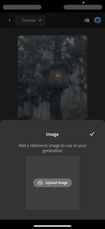 Text to image in Firefly displays the Upload image option when selecting the Flux Kontext pro and max as partner models.
