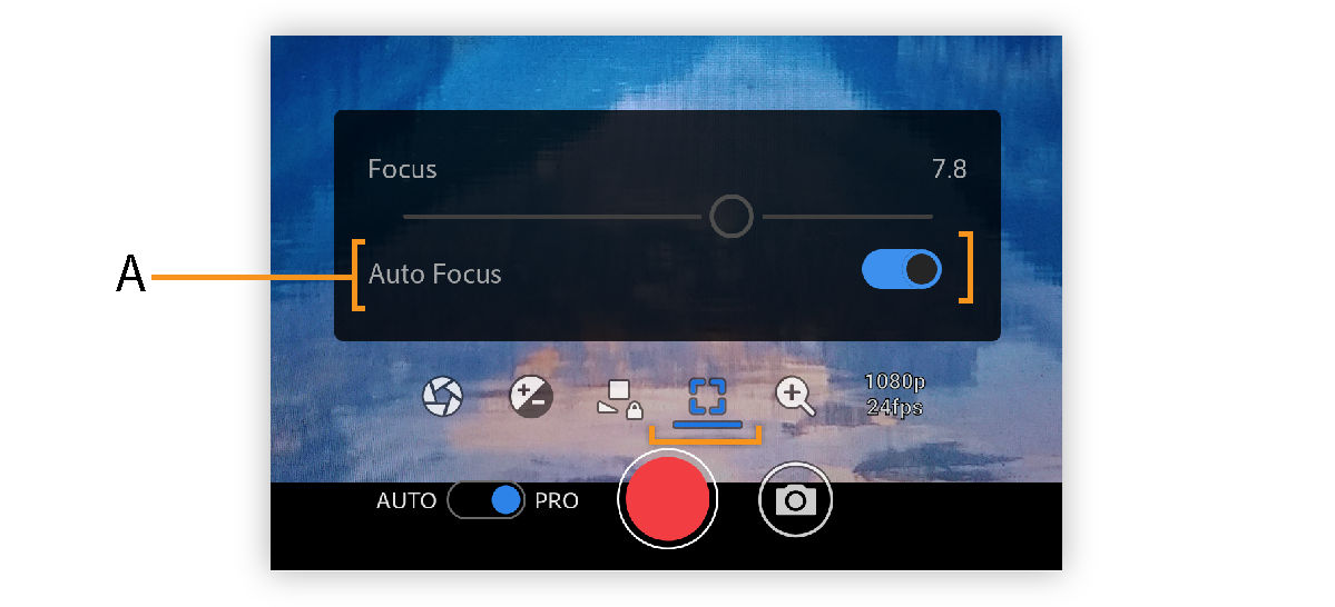 PRO focus options in Premiere Rush