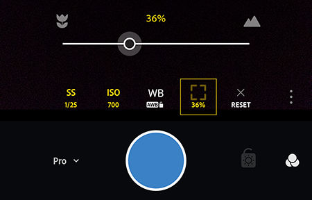 Adjust the focus distance in Professional mode in Adobe Photoshop Lightroom CC for mobile Android