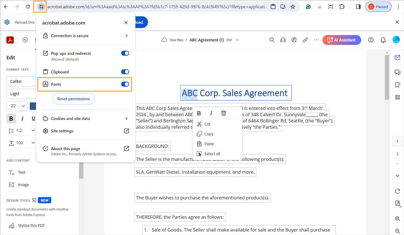 Acrobat online: toestemming verlenen voor toegang tot lokale lettertypen
