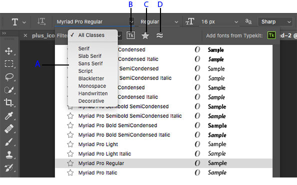 Photoshop Font options