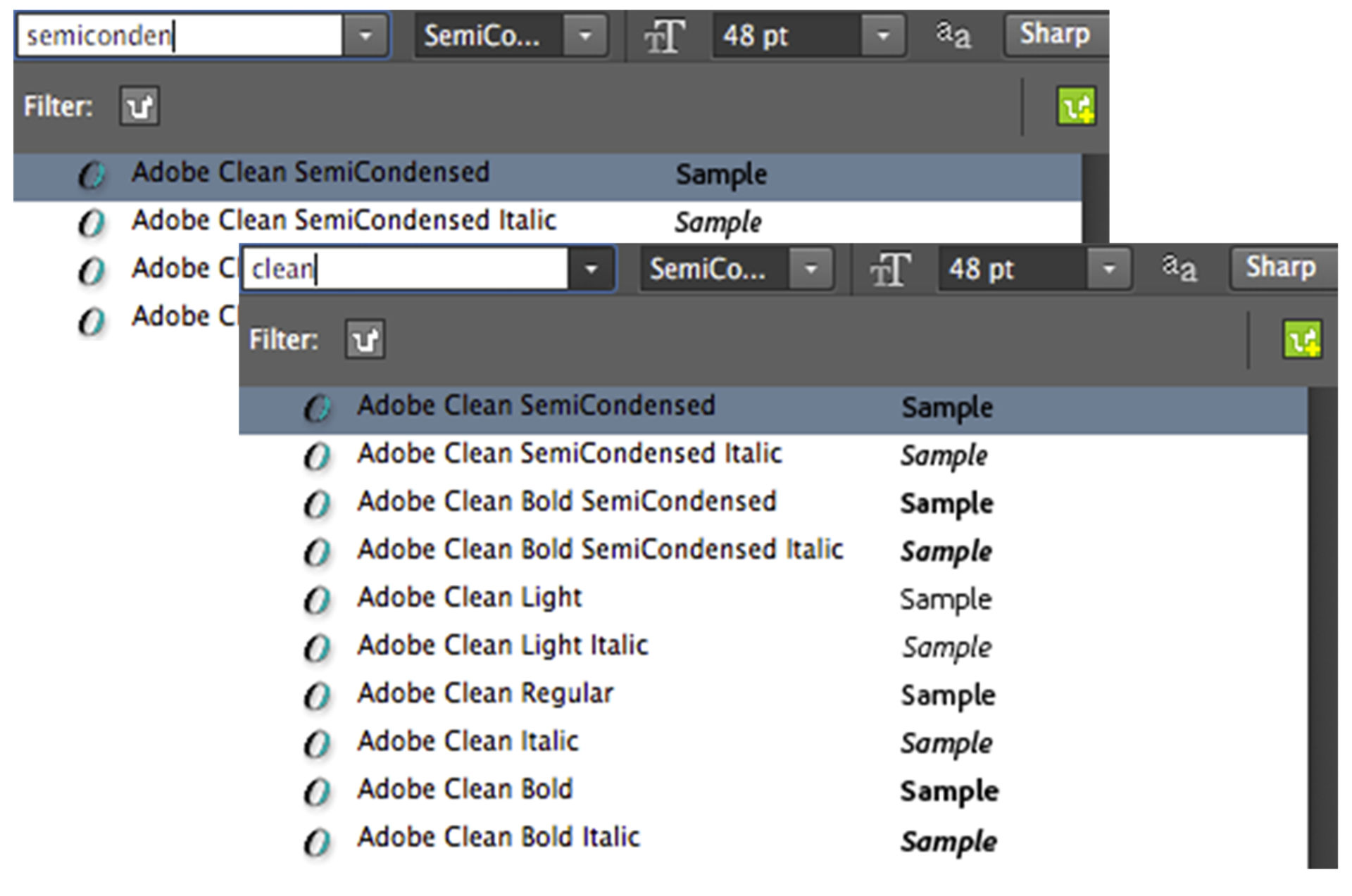 Photoshop Search for fonts