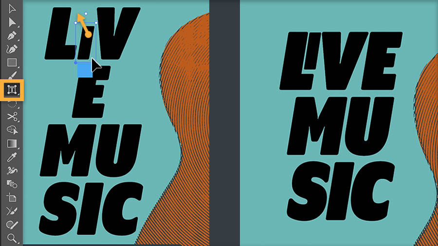 The Touch Type tool is used to edit single characters within a line of text.  