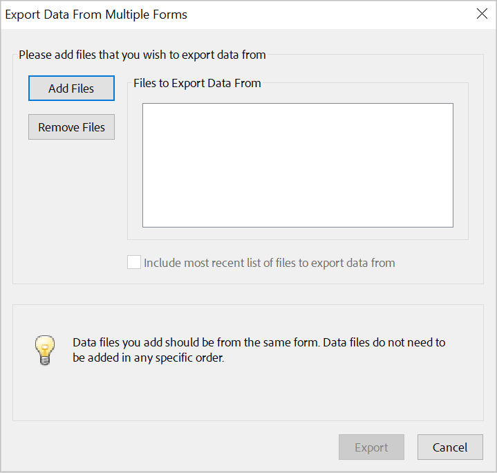 Merge exported data files to a spreadsheet