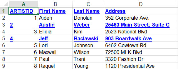 spreadsheetformatrows output