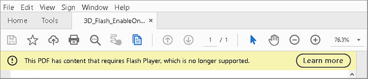 Warning when Flash Player is not installed