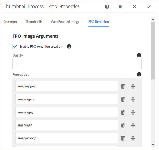 Enable FPO rendition creation in Process Thumbnail workflow.