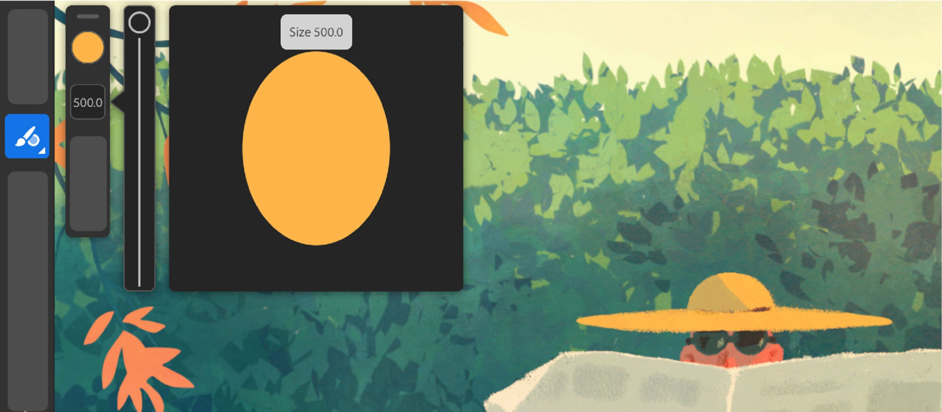 Create large strokes for your artwork with UHD resolution using the enlarged vector brushes.