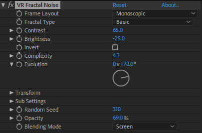 VR Fractal Noise setting