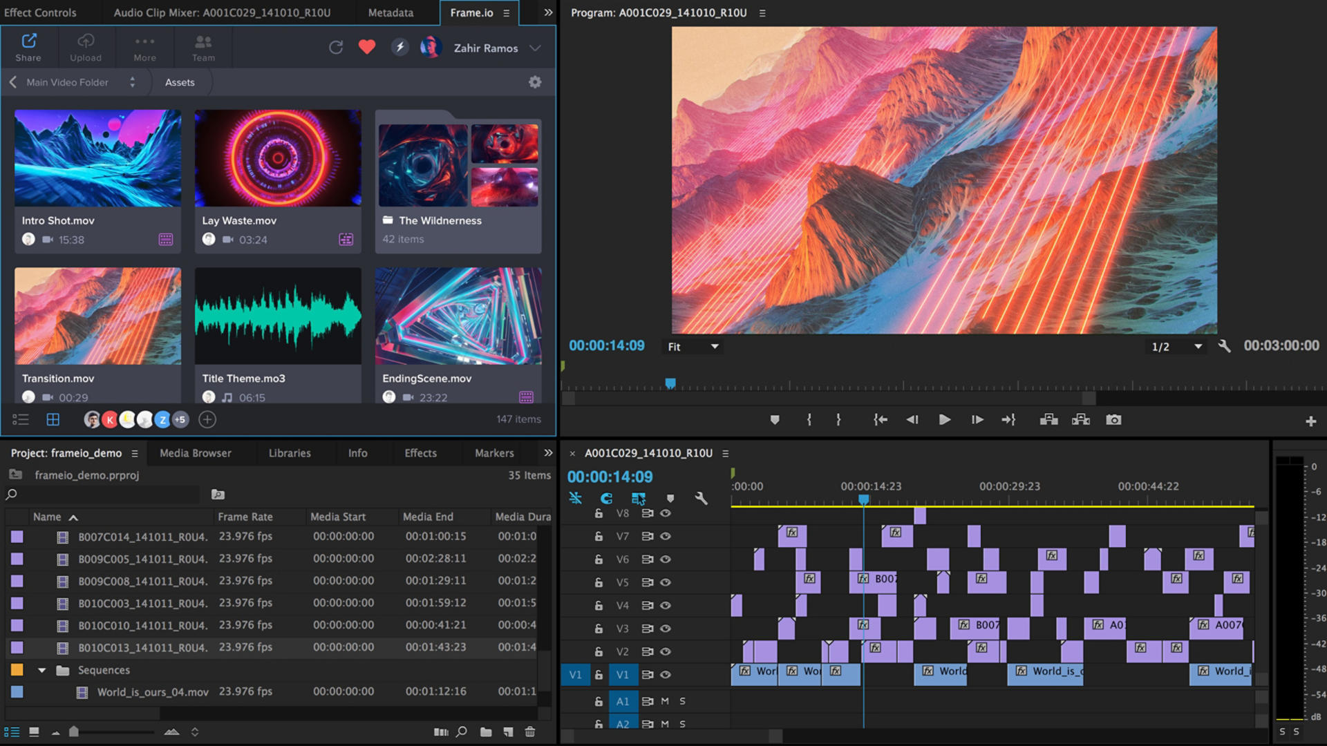 Frame.io brings reviewers comments onto the Timeline in Premiere Pro.
