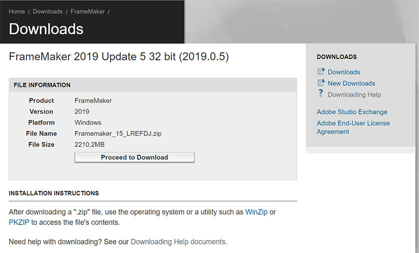 Download FrameMaker process