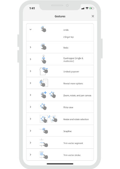 Fresco on iPhone gestures