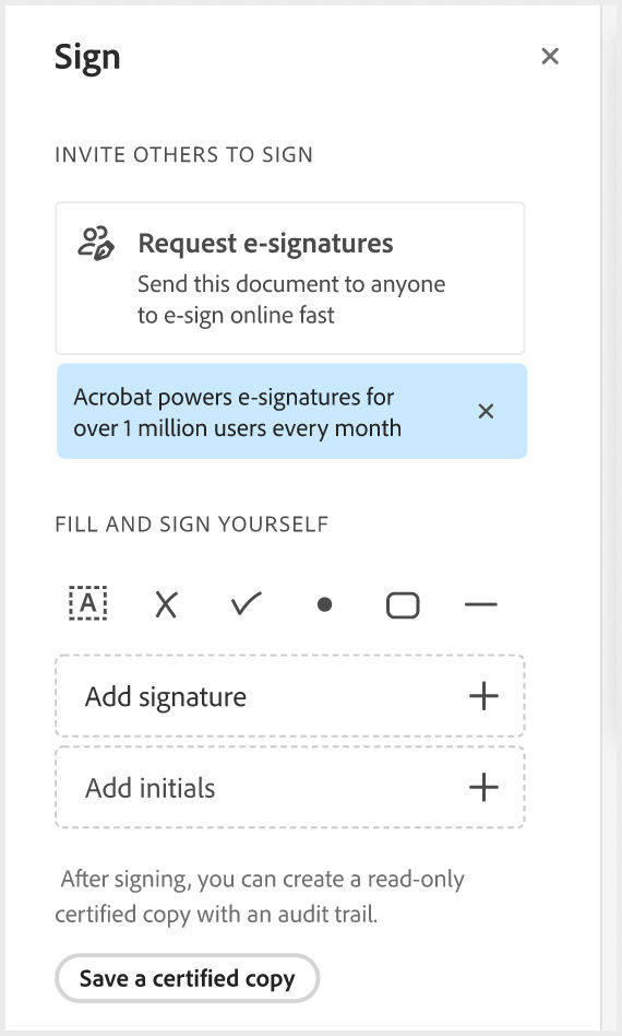 Guided prompts to use the e-signatures tool