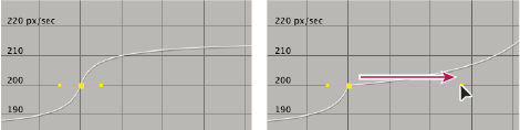 Extending a Bezier direction handle in the speed graph