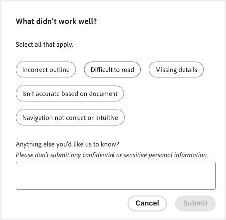 Provide feedback for what didn't work well