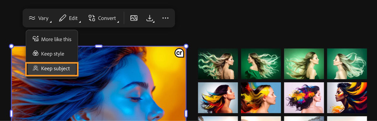 Use the Keep subject option to ensure the main subject of the original image remains intact.