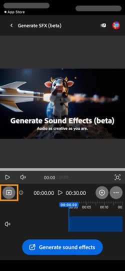 The Upload button is highlighted so that you can add a video for which you want to generate sound for.