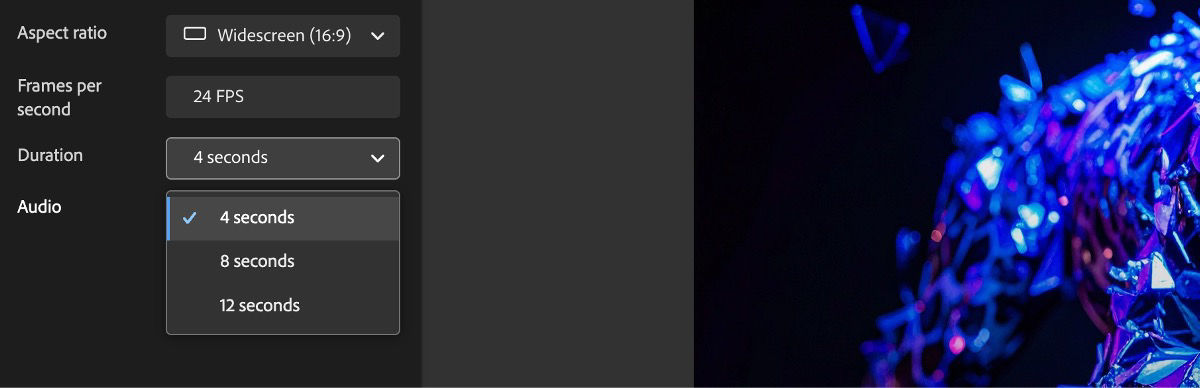 The Duration dropdown menu is open and there are two options to choose from – 5 seconds and 10 seconds.
