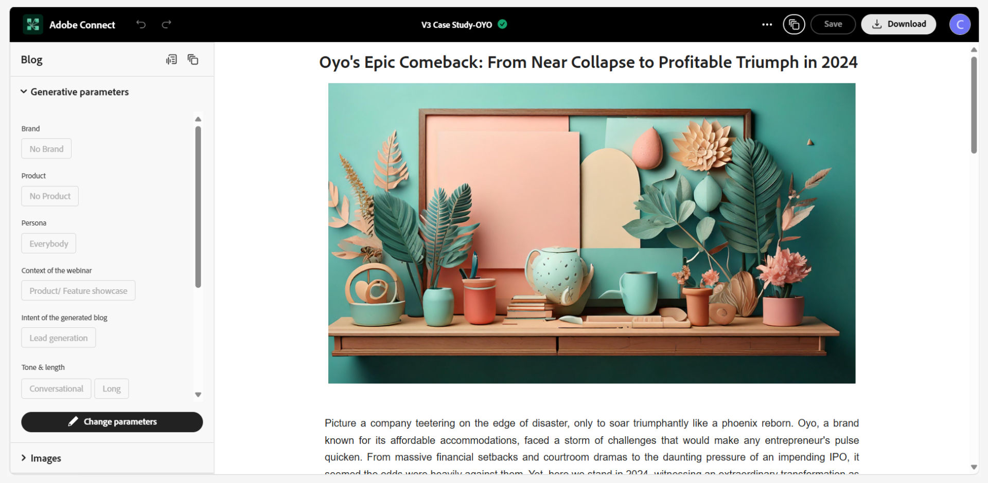 Example of a generated blog article