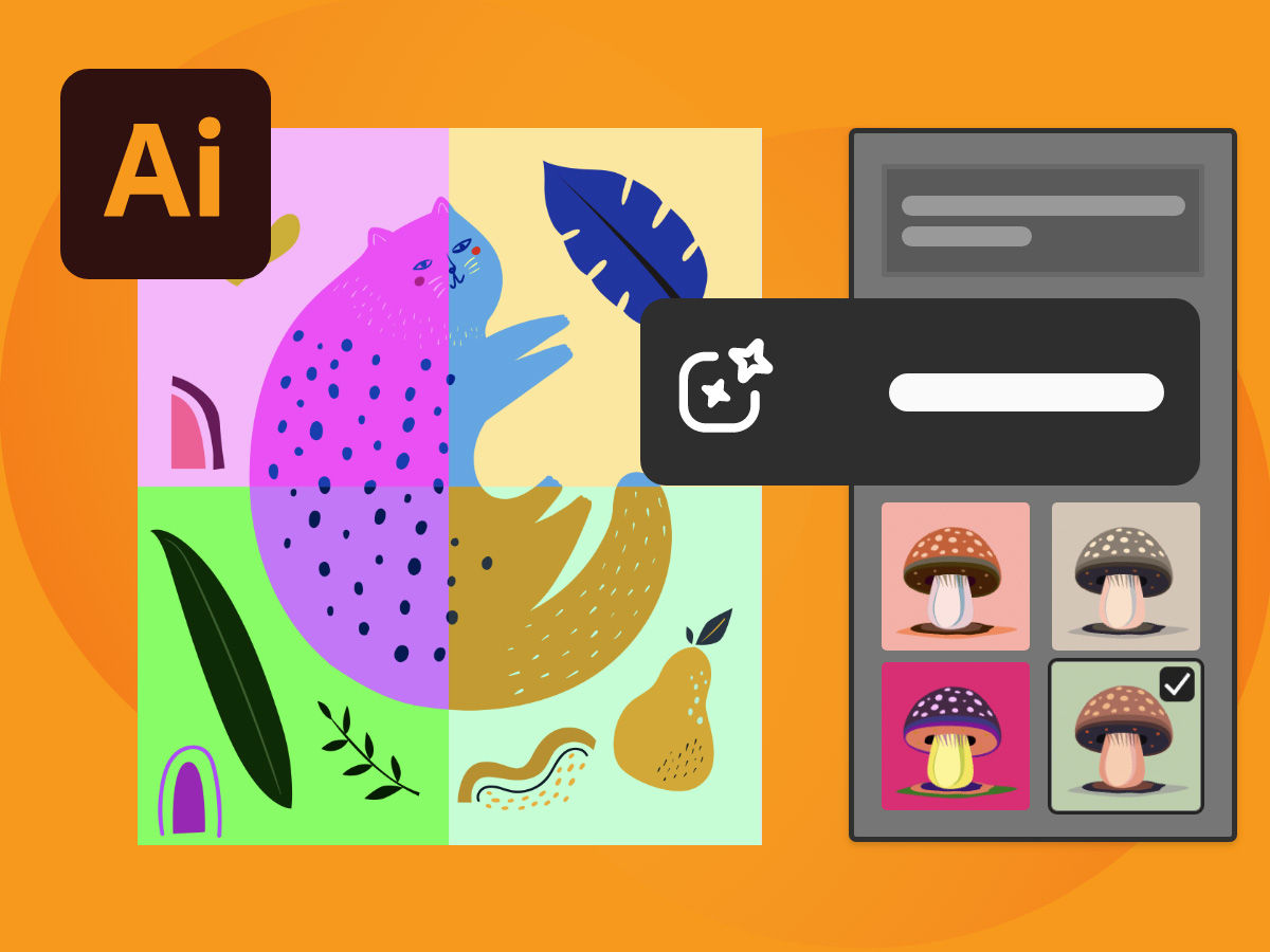 Example of how generative credits are consumed using generative AI features in Adobe Illustrator.