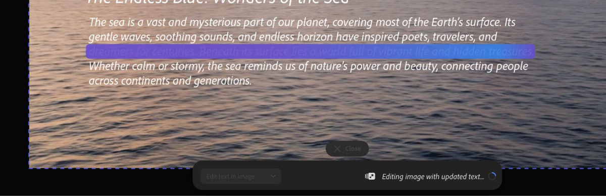 The image has an animated progress overlay, indicating that the generation is in progress.