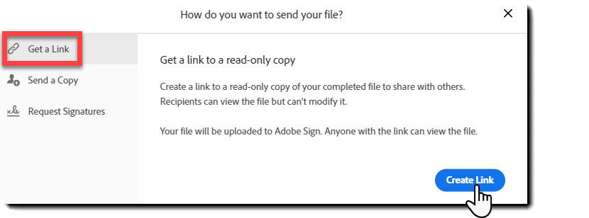 Create link of your file to share with others