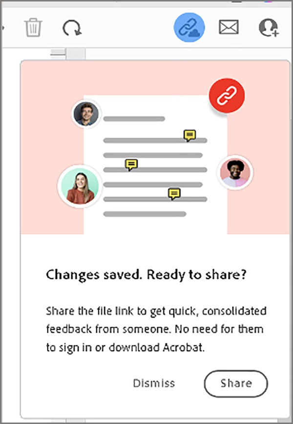 Share the file link prompt after you create a pdf from Clipboard or Webpage, or Blank Page 