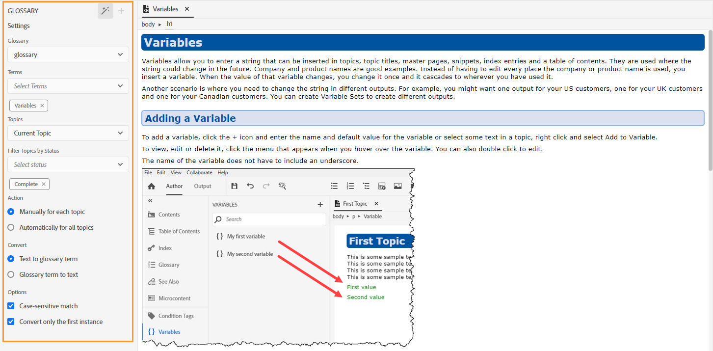 Glossary hotspot tool