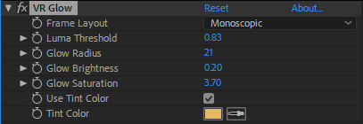 VR Glow settings