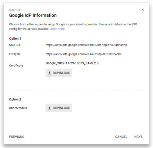 Google IdP 정보