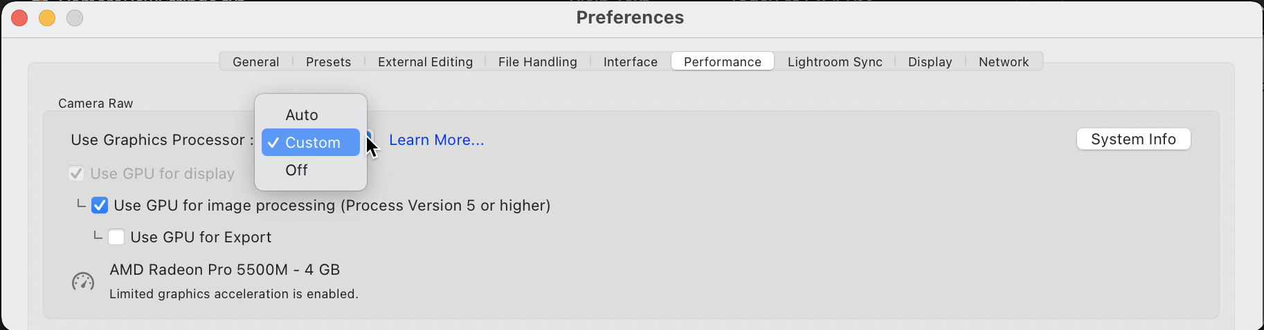 Adobe Lightroom Classic GPU FAQ