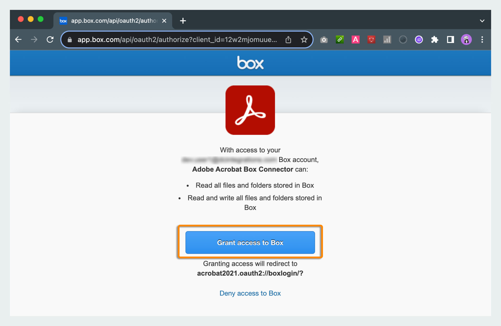 Grant access to Box