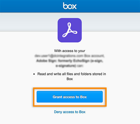 Grant access to Box if prompted