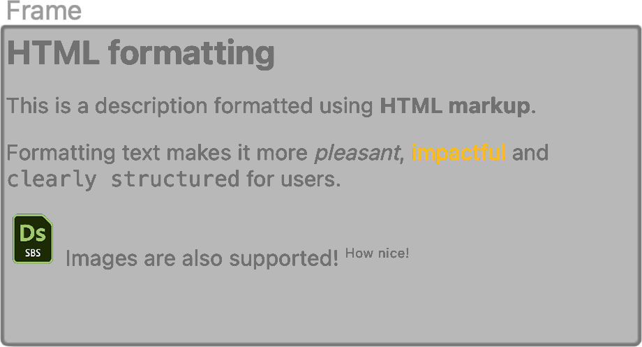 Frame (HTML formatted description)