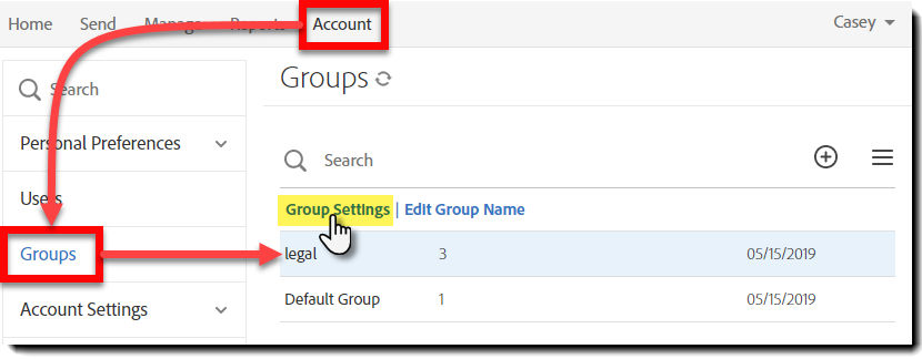 Navigate to Group settings