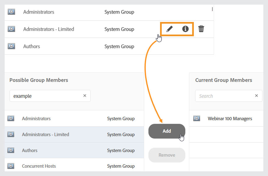 Adding a group to another group