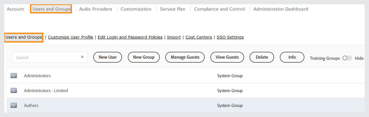 Group management user interface