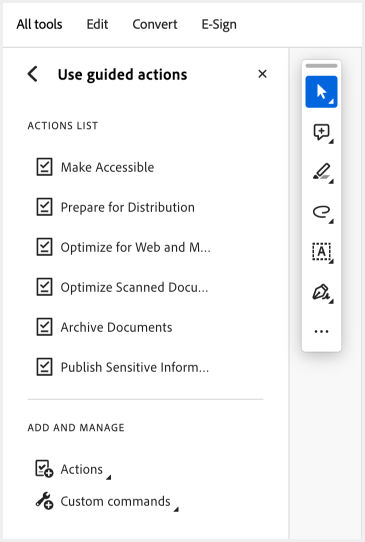 Guided actions toolbar is shown
