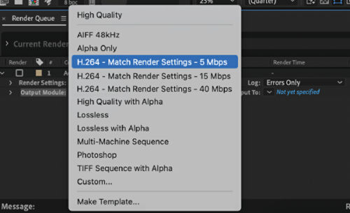 H.264 Output Module Presets