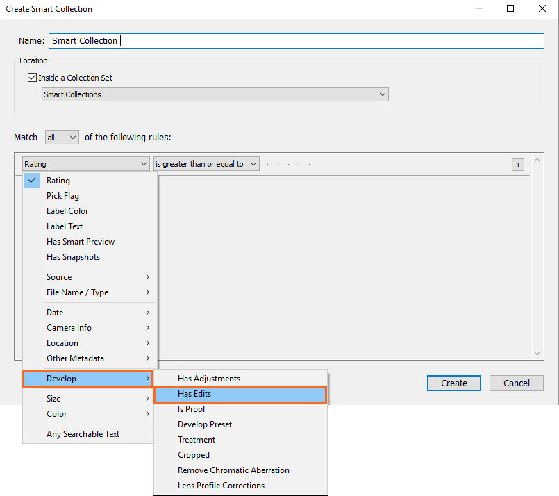 Die neue Änderungen-vorhanden-Regel in der Kategorie „Entwickeln“.