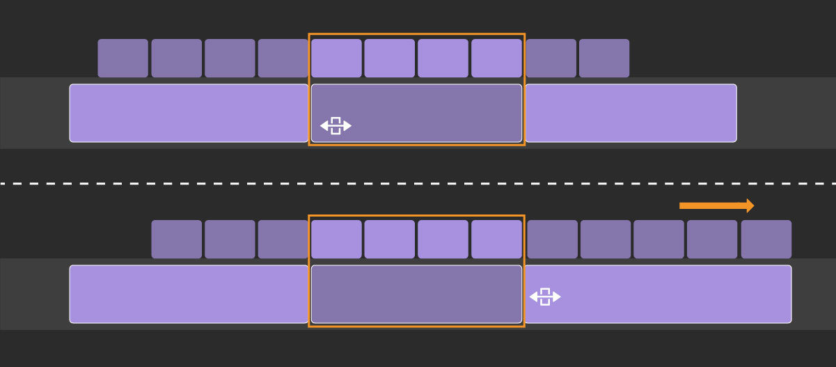 Image showcasing how a clip is dragged left to start earlier in the sequence.