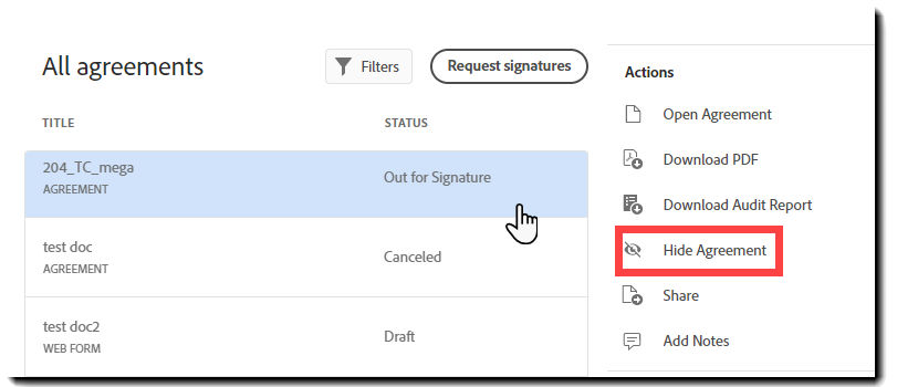Hide agreement