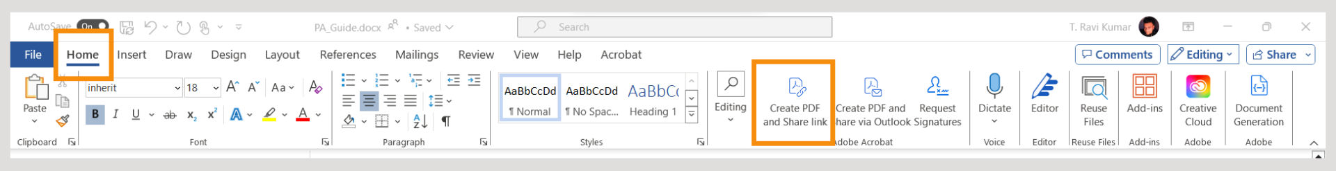 Create PDF and share link