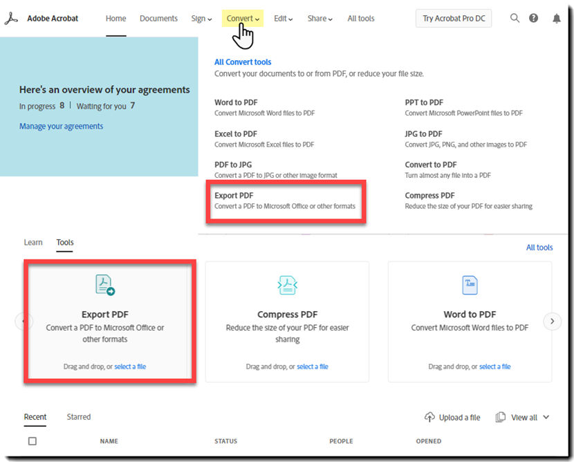 Choose Export PDF