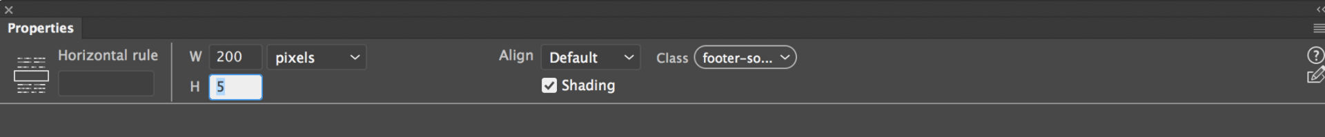 Modifying the properties of a horizontal rule