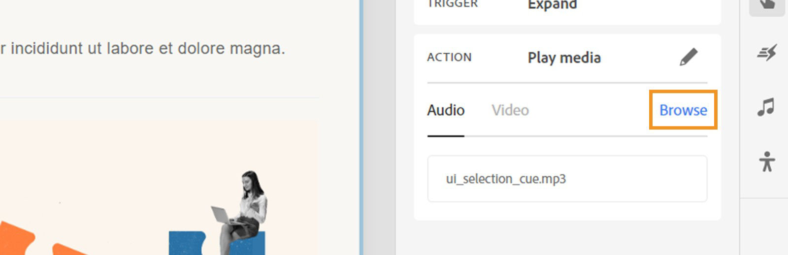 Select browse to add the audio file for each hotspot